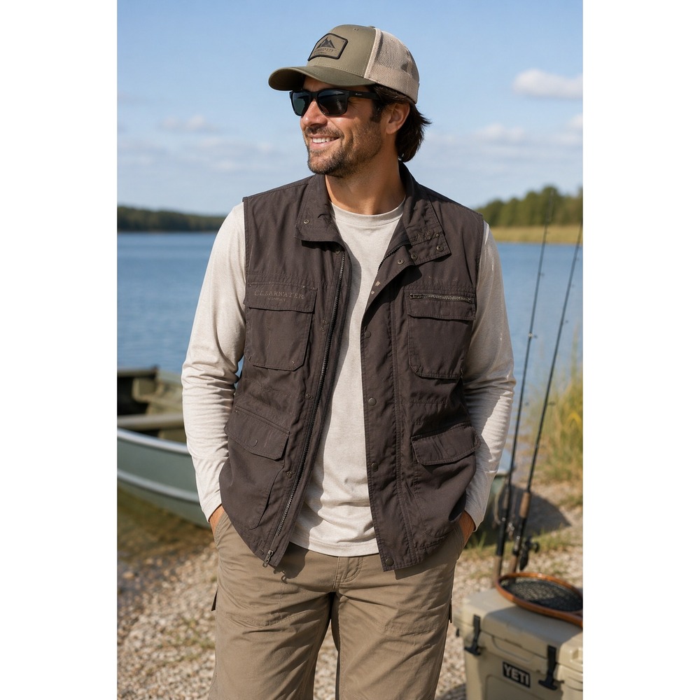 Clearwater Outfitters Mens Black Utility Cargo Fishing Vest XL Gorpcore Workwear